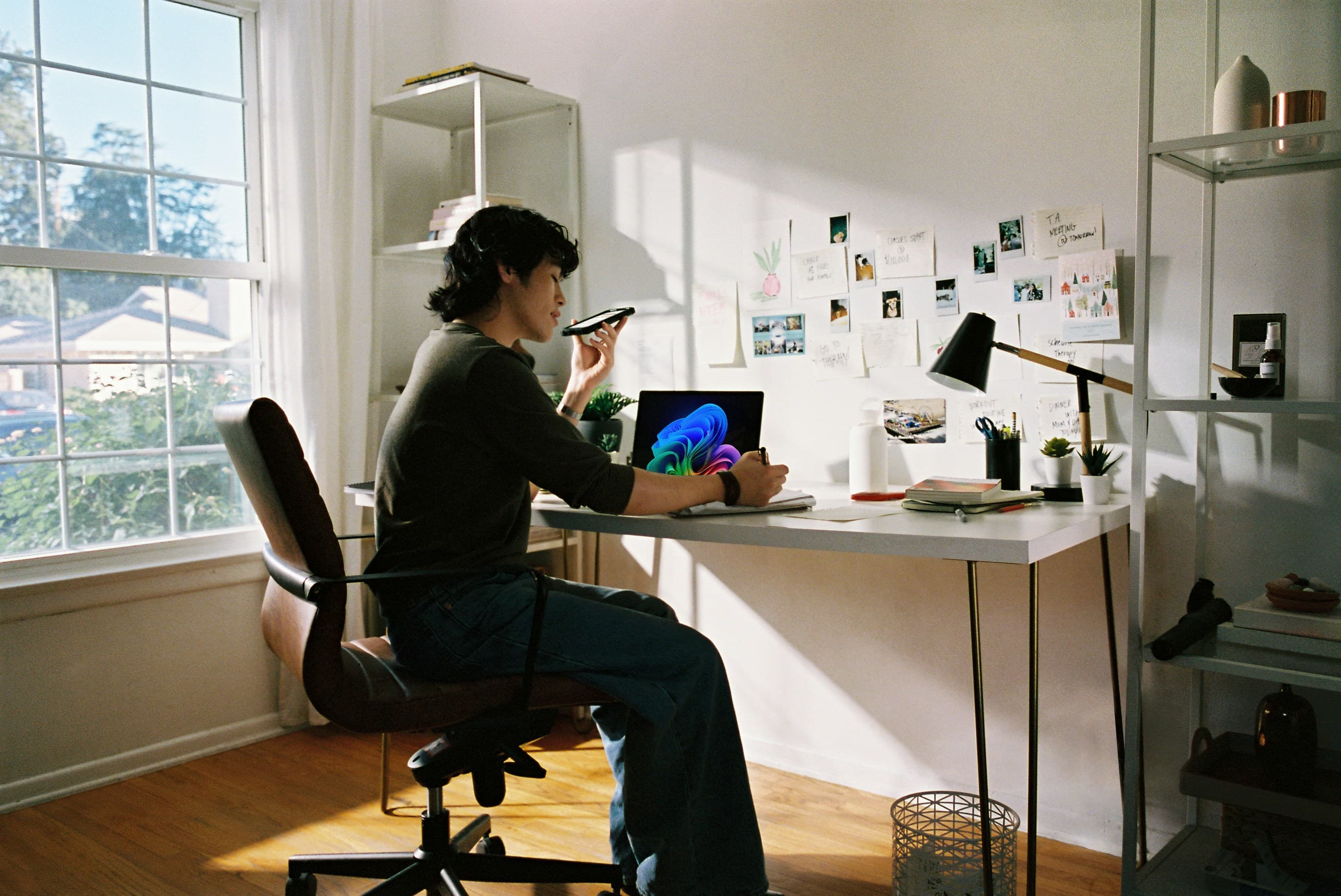 Modern technology workspace with Microsoft Copilot